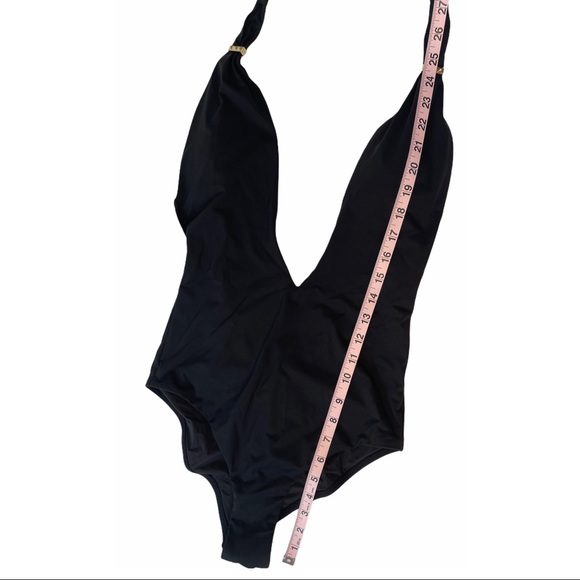 BCBGMaxAzria Plunge V Neck Halter Swimsuit - Picture 6 of 11